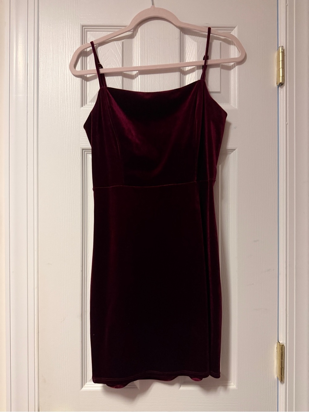Urban Outfitters Velvet Spaghetti-Strap Dress in Deep Burgundy